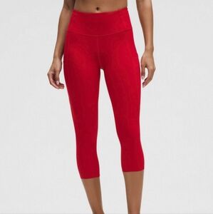 2 Lululemon Fast and Free capris, size M 10,12 red & navy leggings, Buttery Soft
